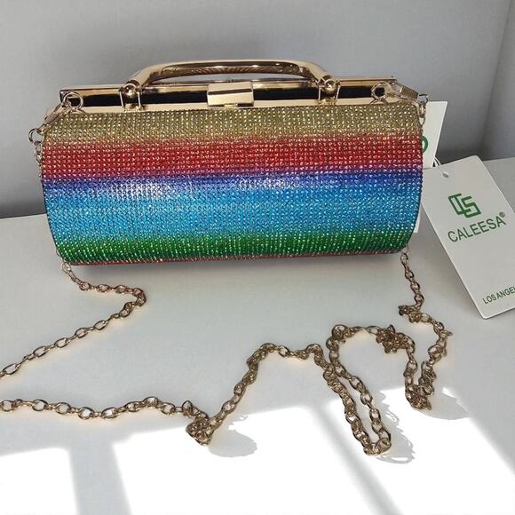 NWT rainbow sparkle purse/clutch Caleesa! - Picture 1 of 1